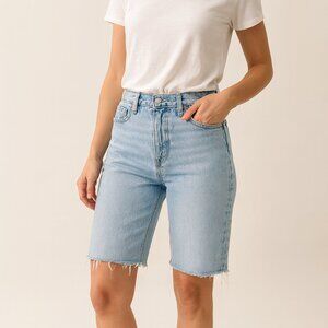 Agolde RIley Cut-Off Long Denim Shorts Size 27